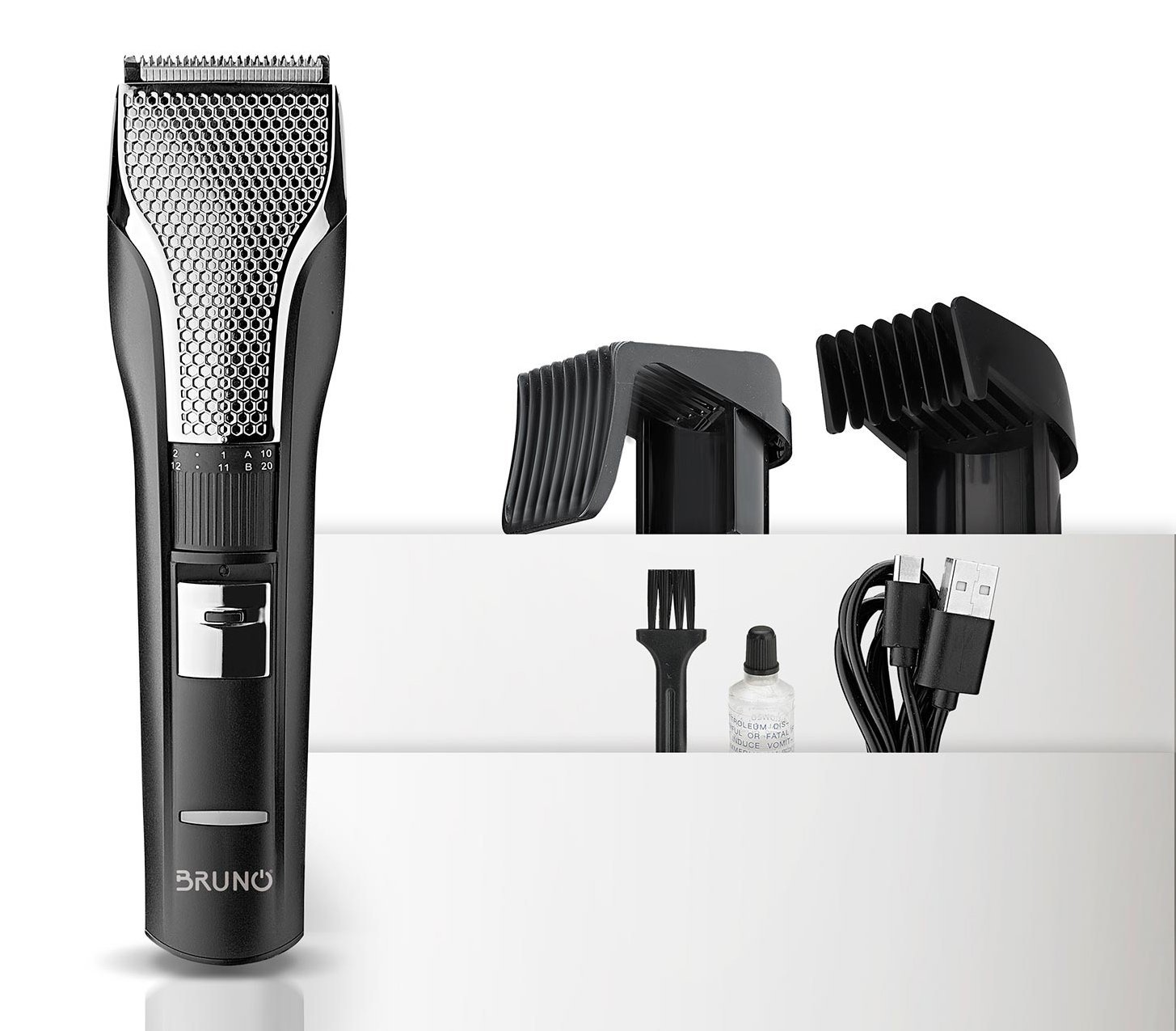 BRUNO κουρευτική μηχανή BRN-0220, επαναφορτιζόμενη, μαύρη