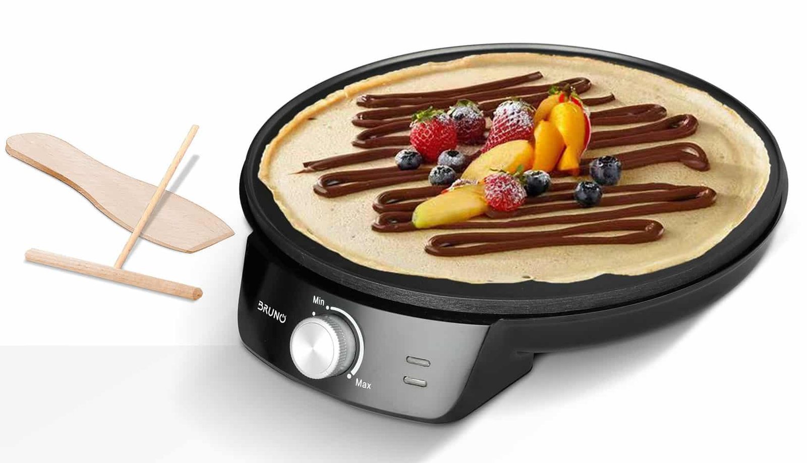 BRUNO κρεπιέρα BRN-0252, 30εκ, 1200W, με ρυθμιζόμενο θερμοστάτη & εξαρτήματα, μαύρη