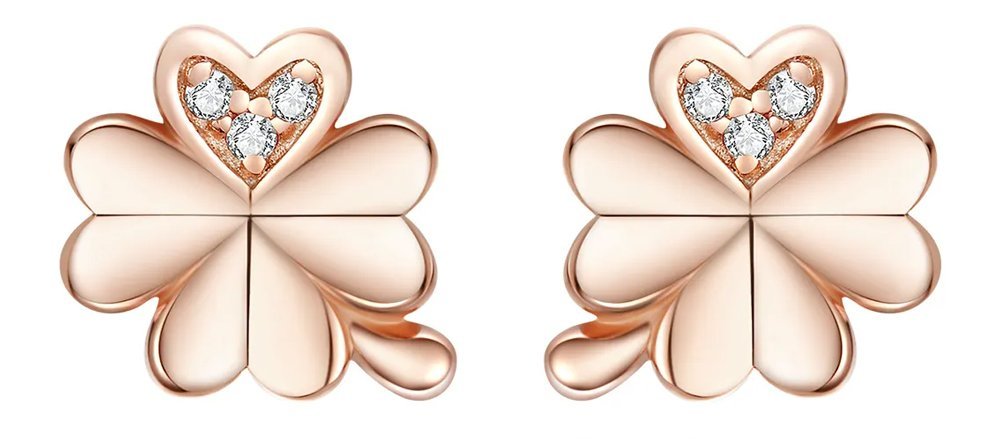 BAMOER σκουλαρίκια καρφωτά BSE233, κυβική ζιρκόνια, ασήμι 925, ροζ χρυσό