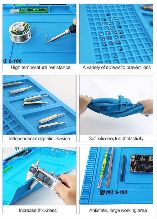 BEST βάση εργασίας S-160, αντιστατική, ελαστική, 30 x 45cm, μπλε - Image 4