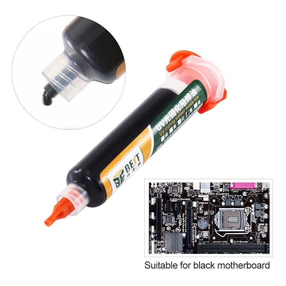 BEST PCB Repairing UV Solder mask ink, 10cc, μαύρο - Image 2