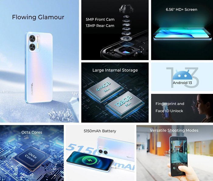 OUKITEL smartphone C36, 6.56", 4/128GB, 5150mAh, μαύρο - Image 2