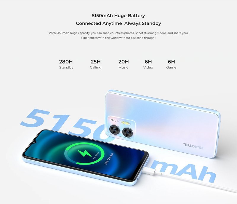 OUKITEL smartphone C36, 6.56", 4/128GB, 5150mAh, μαύρο - Image 4