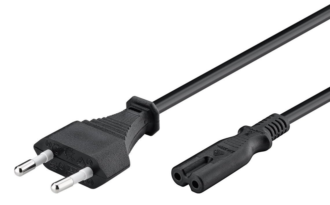 POWERTECH καλώδιο τροφοδοσίας CAB-P021 2pin, copper, 1.5m, μαύρο, 5τμχ