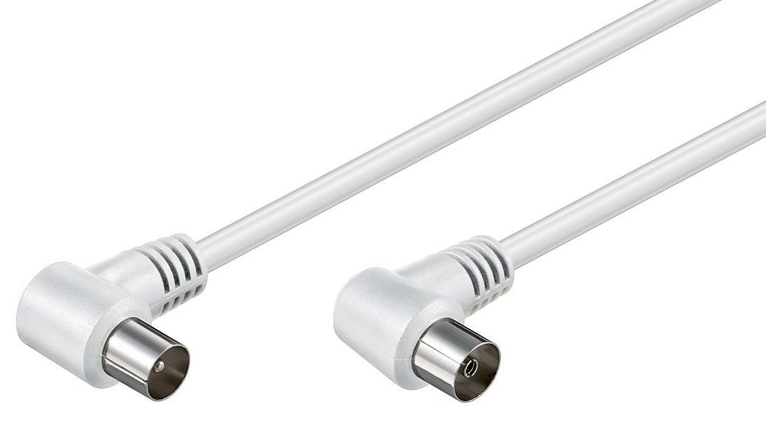 POWERTECH καλώδιο κεραίας RF αρσενικό - RF θηλυκό CAB-V003, γωνιακό, λευκό, 1.5m