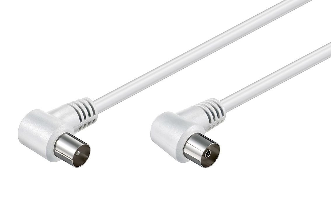 POWERTECH καλώδιο κεραίας RF αρσενικό - RF θηλυκό CAB-V024, γωνιακό, λευκό, 3m