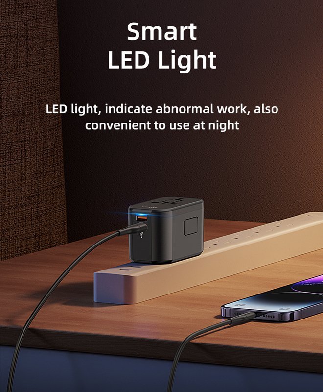 USAMS φορτιστής/αντάπτορας πρίζας US-CC179, USB-C & 2x USB, universal, 20W, μαύρος - Image 9