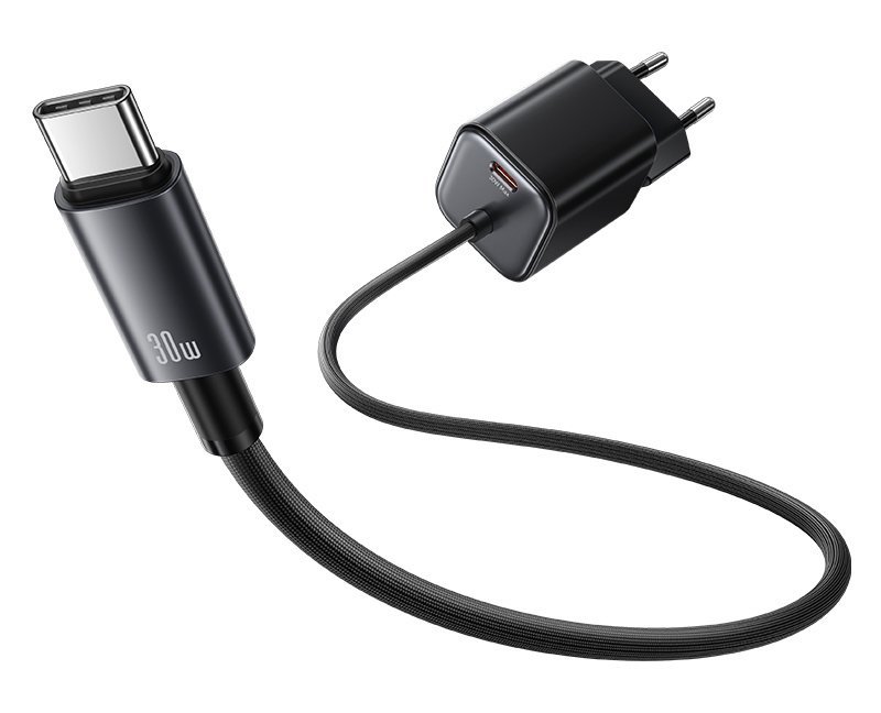 USAMS φορτιστής τοίχου CC264 με καλώδιο, USB-C, 30W, GaN, μαύρος - Image 4