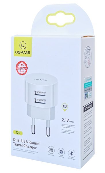 USAMS φορτιστής τοίχου T20, 2x USB, 2.1A, λευκός - Image 5