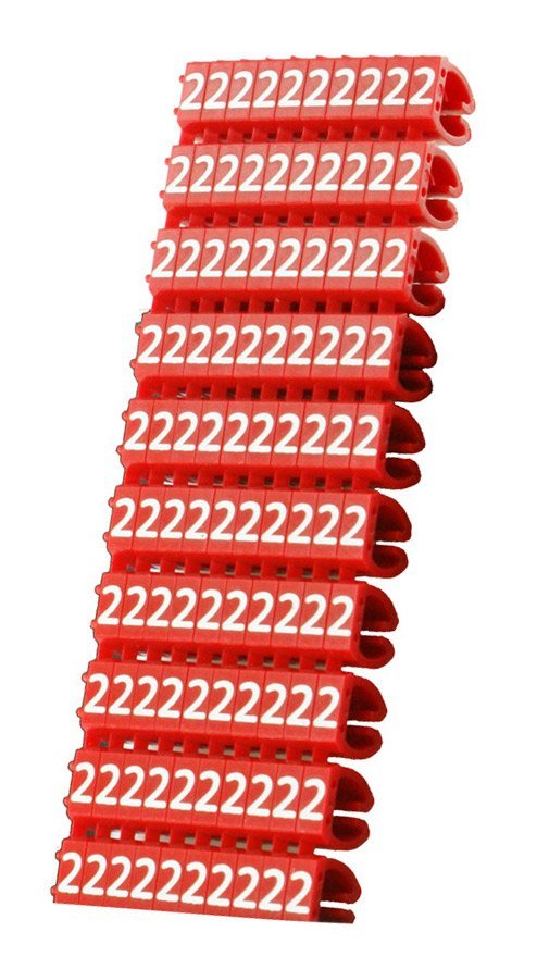 POWERTECH Clip αρίθμησης καλωδίου Νο 2, Red, 10τεμ.