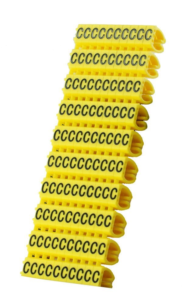 POWERTECH Clip αρίθμησης καλωδίου γράμμα C, Yellow, 10τεμ.