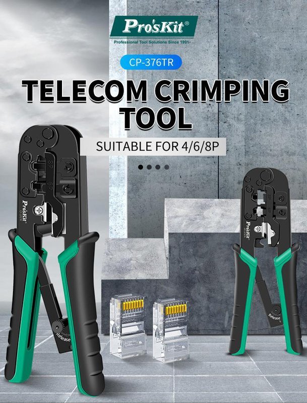 PROSKIT πρέσα ακροδεκτών CP-376TR για καλώδια δικτύου 4P/6P/8P - Image 2