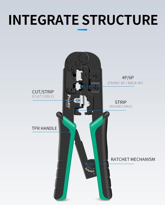 PROSKIT πρέσα ακροδεκτών CP-376TR για καλώδια δικτύου 4P/6P/8P - Image 3
