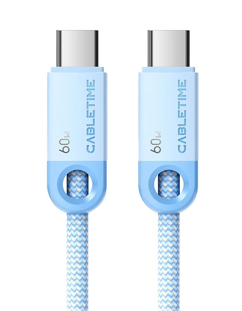 CABLETIME καλώδιο USB-C CT-CM60-PBL, 60W PD, 480Mbps, 0.25m, μπλε
