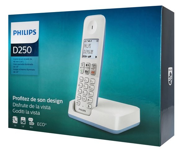 PHILIPS ασύρματο τηλέφωνο D2501S-34, με ελληνικό μενού, λευκό-μπλε - Image 3