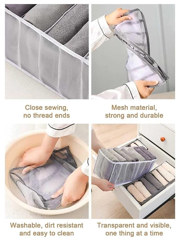 Θήκη οργάνωσης ρούχων DA282 με 7 θέσεις, 35x24x20cm, γκρι - Image 4