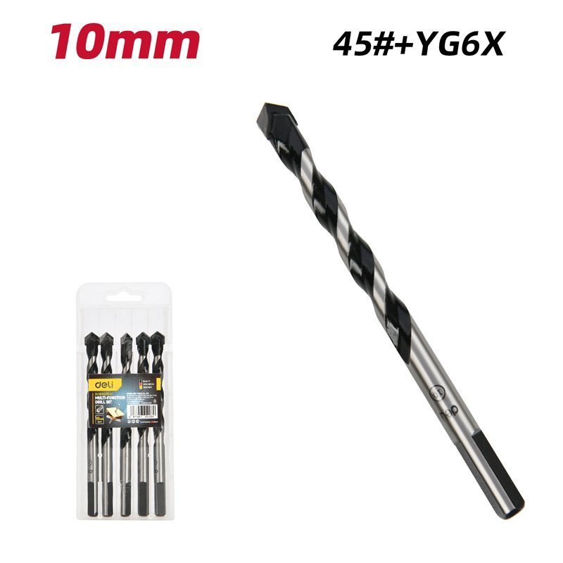 DELI σετ τρυπάνια DH-BWZ010-E1 για τοίχο/μέταλλο/ξύλο, 45# YG6X, 10x120mm, τρίπλευρο, 5τμχ - Image 3