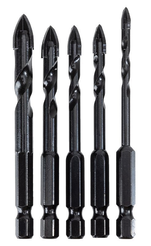DELI σετ τρυπάνια  για γυαλί, 40Cr YG6X, 4/5/6/8/10mm, εξάγωνο, 5τμχ
