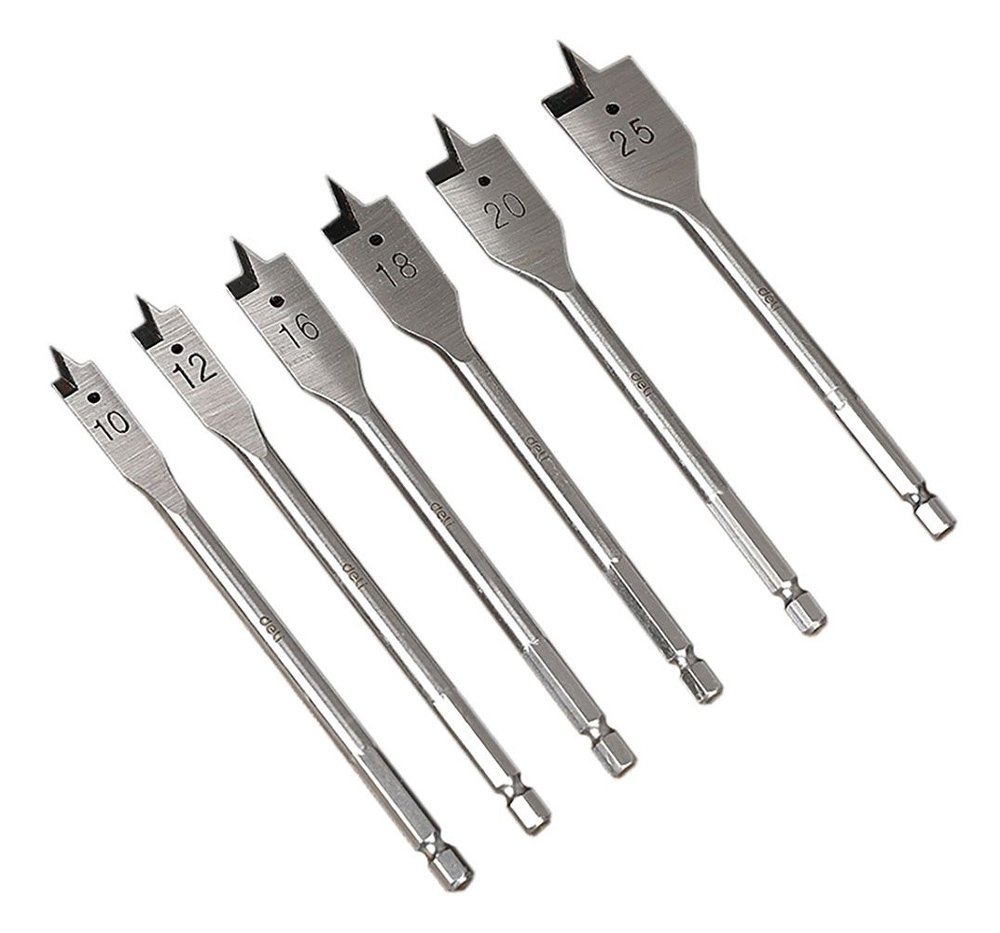 DELI σετ τρυπάνια φτερού DH-MBZ006-ED1 για ξύλο, χάλυβας άνθρακα, 10/12/16/18/20/25mm, εξάγωνο, 6τμχ