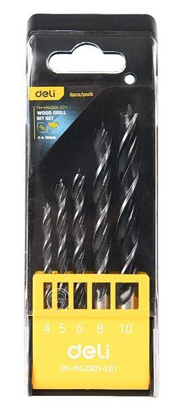 DELI σετ τρυπάνια DH-MGZ005-ED1 για ξύλο, 4-10mm, 5τμχ