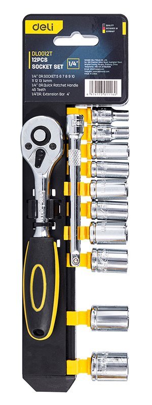 DELI σετ καστάνια με καρυδάκια DL0012T, 45 δόντια, 1/4", 150mm, 12τμχ