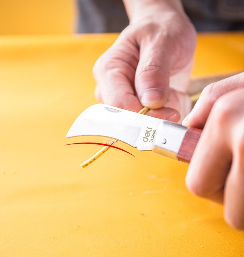 DELI σουγιάς DL0060 με ξύλινη λαβή, πτυσσόμενος, 200mm, καφέ - Image 3