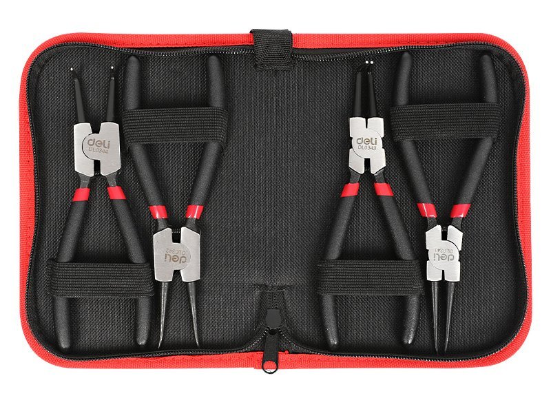 DELI σετ ασφαλειοτσίμπιδα DL104407 με θήκη, 175mm, 4τμχ