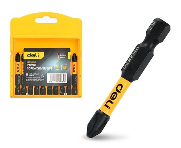 DELI σετ μύτες κατσαβιδιού DL251050 για δραπανοκατσάβιδο, σταυρωτές, PH2x50mm, 10τμχ