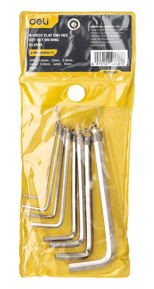 DELI σετ κλειδιά Allen DL3080 σε σχήμα L, με κρίκο κλειδιών, 8τμχ - Image 4