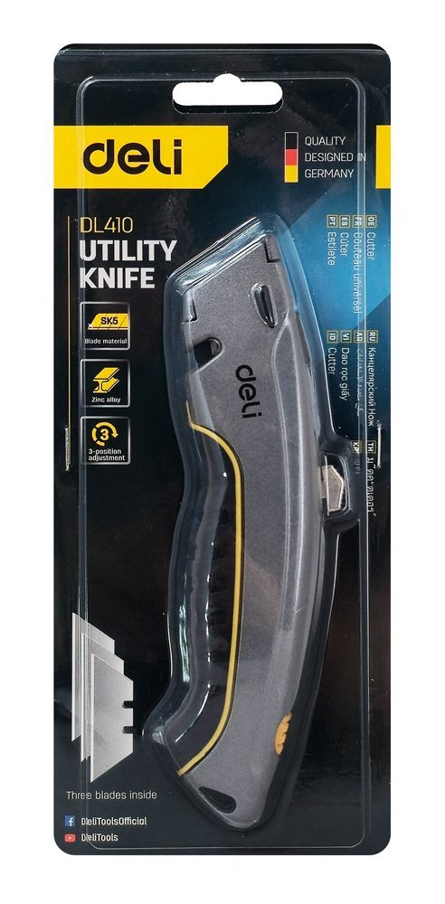 DELI κοπίδι DL410 με ανταλλακτικές λεπίδες, μεταλλικό, 19mm, γκρι - Image 4