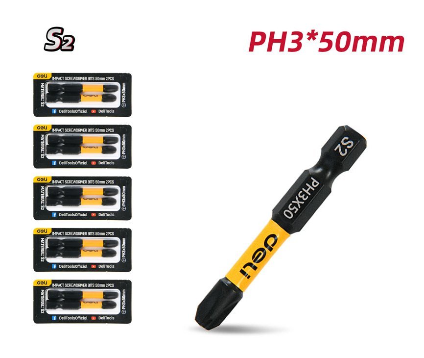 DELI σετ μύτες κατσαβιδιού DL501003Z για δραπανοκατσάβιδο, σταυρωτές, PH3x50mm, 10τμχ - Image 3
