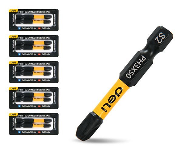 DELI σετ μύτες κατσαβιδιού DL501003Z για δραπανοκατσάβιδο, σταυρωτές, PH3x50mm, 10τμχ