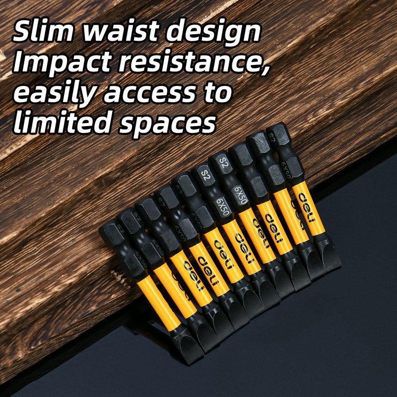 DELI σετ μύτες κατσαβιδιού DL501005Z για δραπανοκατσάβιδο, ίσιες, SL6x50mm, 10τμχ - Image 2