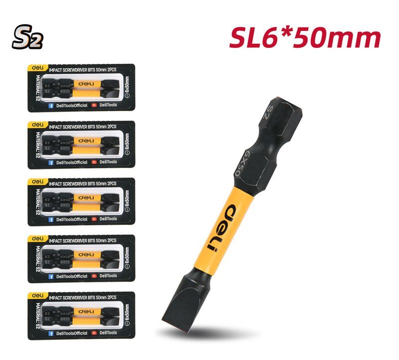DELI σετ μύτες κατσαβιδιού DL501005Z για δραπανοκατσάβιδο, ίσιες, SL6x50mm, 10τμχ - Image 3