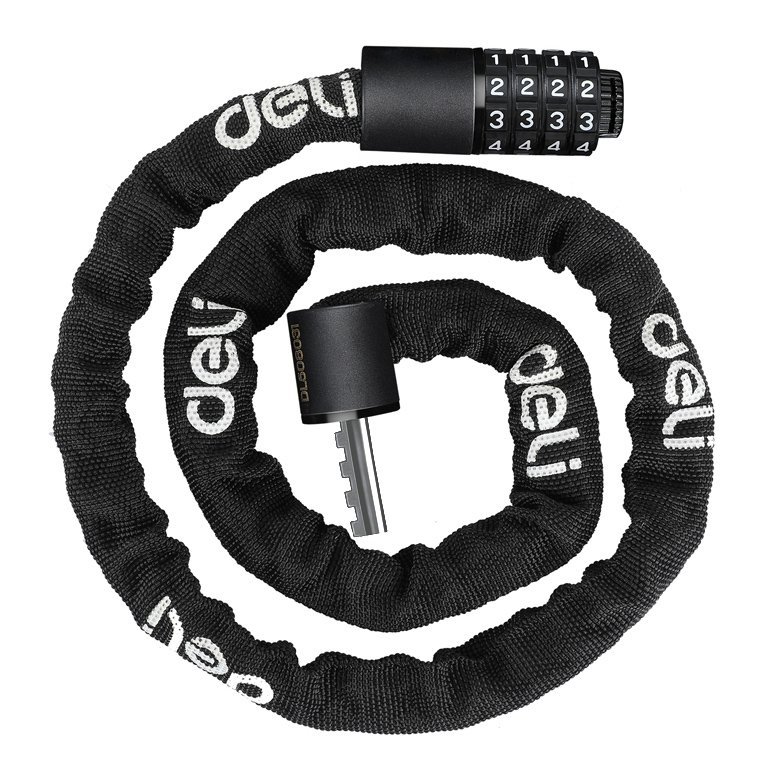 DELI κλειδαριά ποδηλάτου συνδυασμού DL508031, Φ4mm, 1m, μαύρη