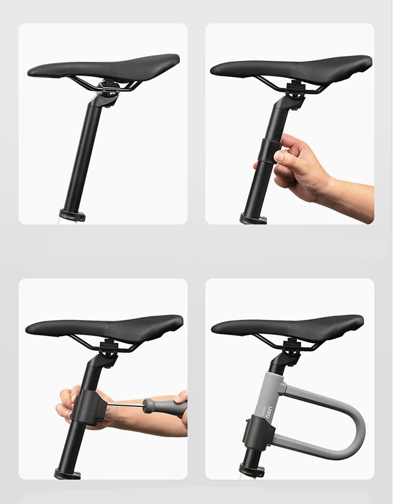 DELI κλειδαριά πέταλο ποδηλάτου με κλειδί DL508102, 126x196mm, γκρι - Image 5