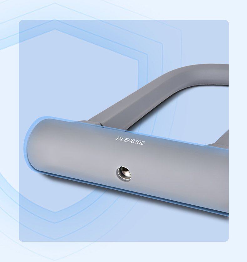 DELI κλειδαριά πέταλο ποδηλάτου με κλειδί DL508102, 126x196mm, γκρι - Image 6