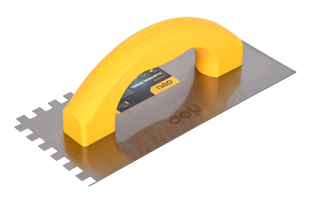 DELI σπάτουλα πλακιδίων DL509310 με πλαστική λαβή, οδοντωτή, χάλυβας άνθρακα, 230x100mm