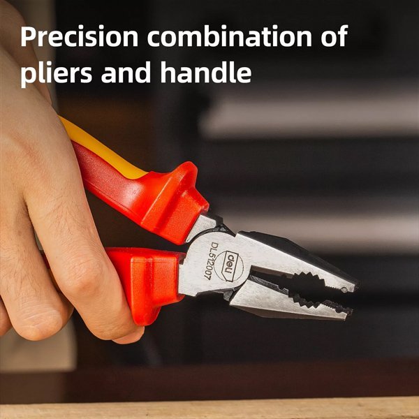 DELI πένσα ίσια ηλεκτρολόγου DL512007, μόνωση VDE 1000V, 18cm - Image 3