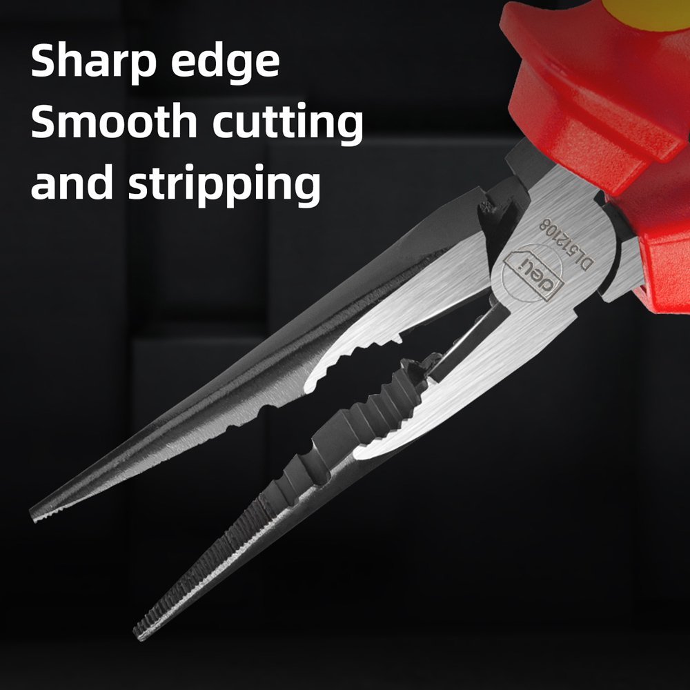 DELI μυτοτσίμπιδο ίσιο ηλεκτρολόγου DL512108 με αντιολισθητικές λαβές, VDE 1000V, 200mm - Image 3