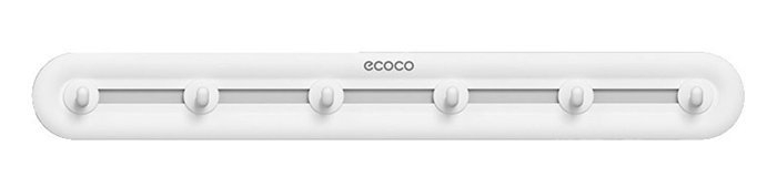 ECOCO κρεμάστρα μπάνιου/κουζίνας E23154 με 6 γάντζους, 3.8x5x40cm, λευκή