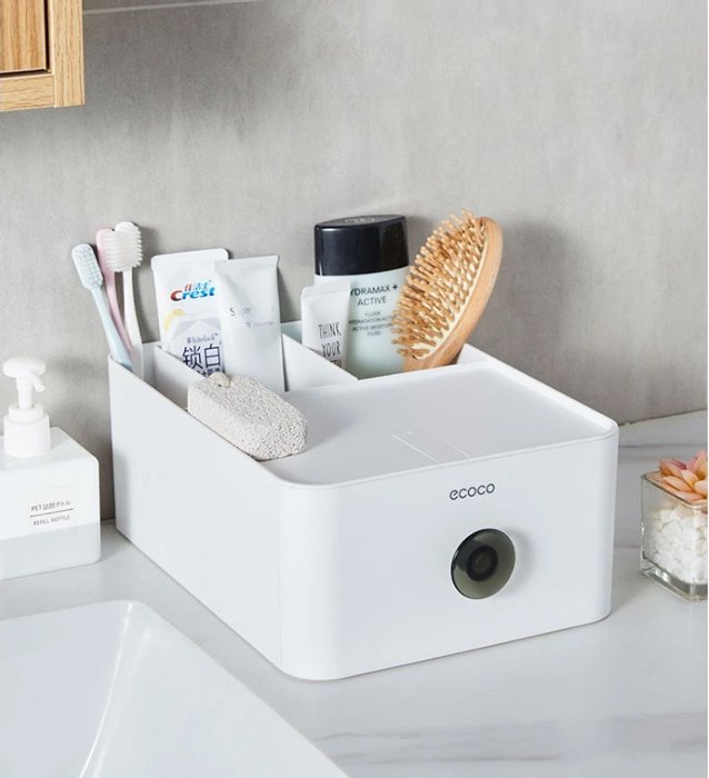 ECOCO θήκη οργάνωσης E2334, επιτραπέζια, 28x21x11cm, λευκή - Image 2