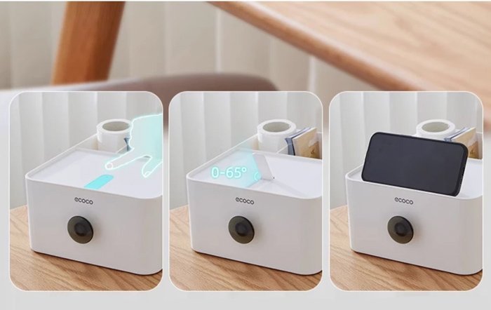 ECOCO θήκη οργάνωσης E2334, επιτραπέζια, 28x21x11cm, λευκή - Image 6