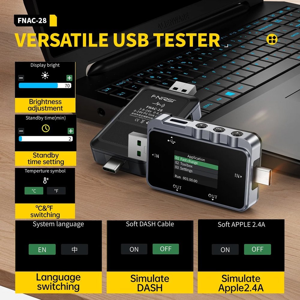 IRSI USB tester fortisis AC-28, USB & USB-C Tester 5