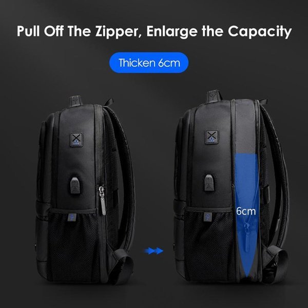 GOLDEN WOLF τσάντα πλάτης, με θήκη laptop 15.6", 20-25L, μαύρη - Image 3