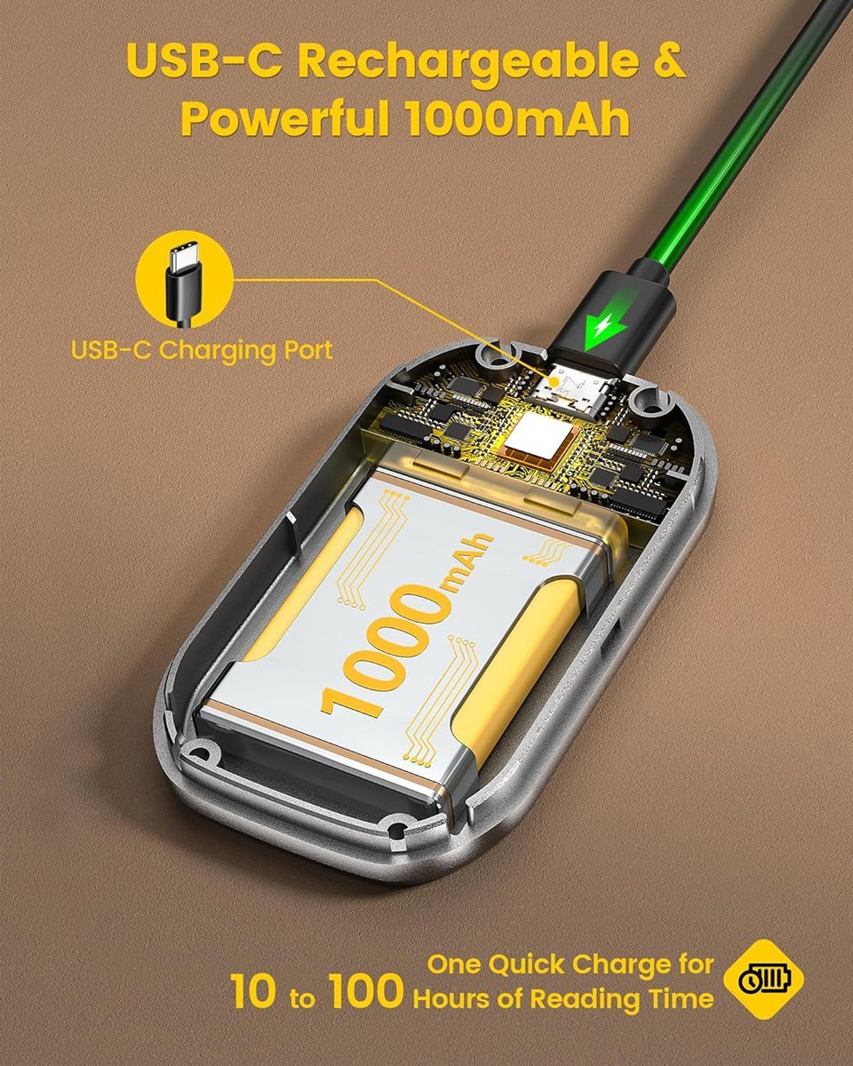 GLOCUSENT LED φακός διαβάσματος GLCSNTA2301, επαναφορτιζόμενος, έως 50lm, γκρι - Image 5