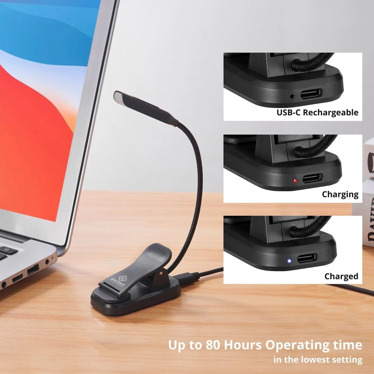 GLOCUSENT LED φακός διαβάσματος GLCSNTBL101B, επαναφορτιζόμενος, έως 45lm, μαύρος - Image 3