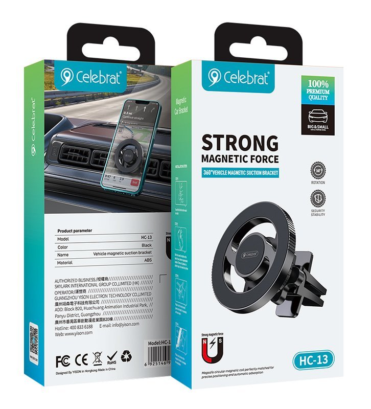 CELEBRAT βάση smartphone αυτοκινήτου HC-13, αεραγωγών, μαγνητική, μαύρη - Image 3
