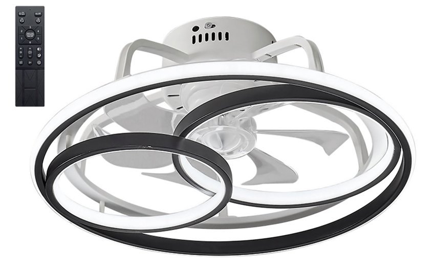 POWERTECH ανεμιστήρας οροφής HLL-0108 με LED φως, 50W, Φ50x21cm, μαύρος