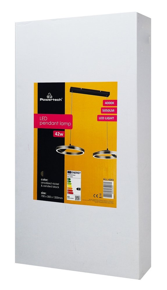 POWERTECH LED φωτιστικό οροφής HLL-0203, 42W, 4000K, 70x30x120cm, ασημί/μαύρο - Image 6